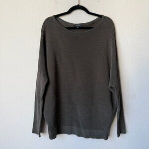 Lafayette 148 Olive Ribbed Bateau Neck Sweater Top Size L